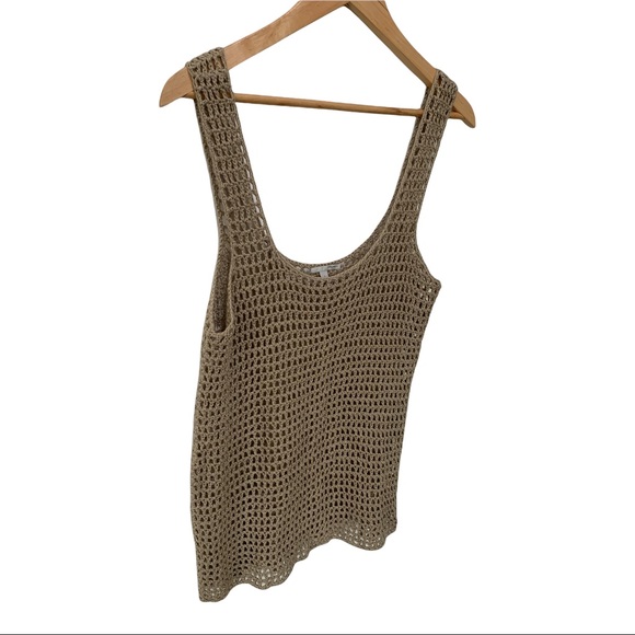 HALOGEN BEIGE CROCHET KNIT TANK BLOUSE Size Small - Picture 6 of 15
